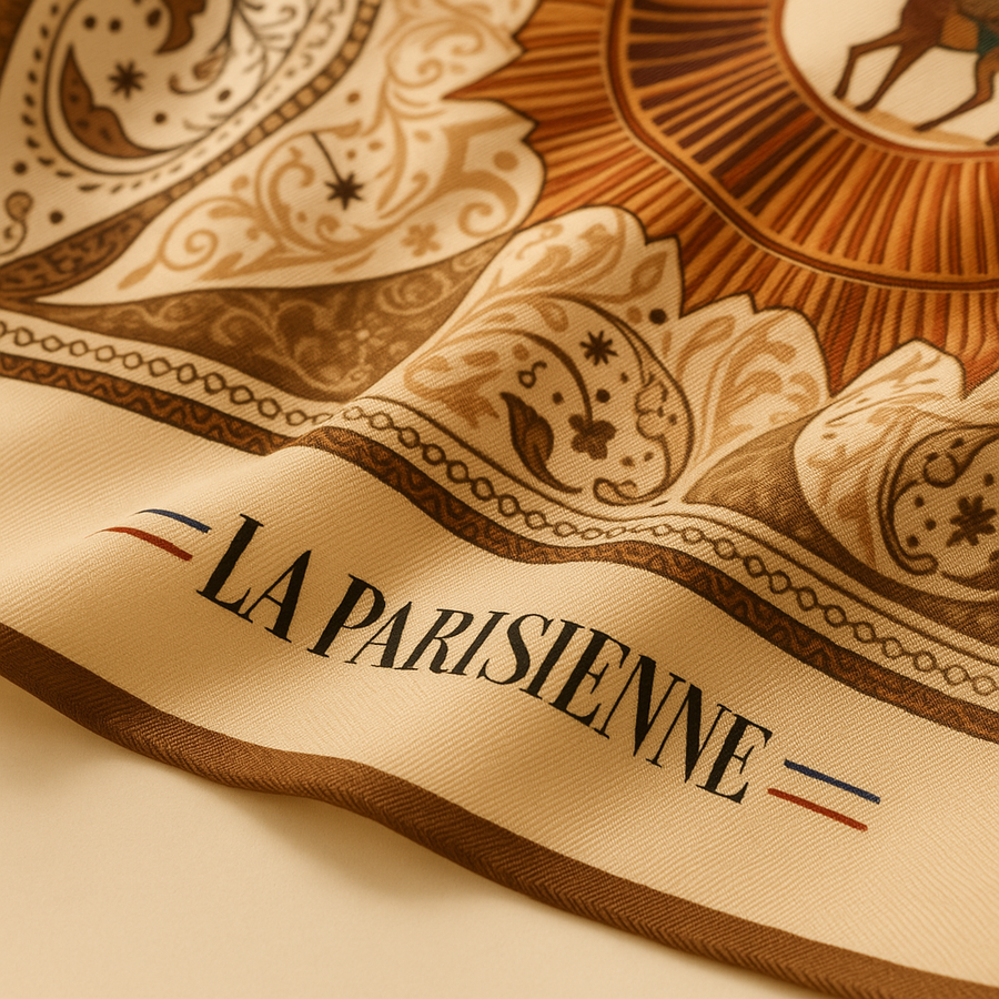 Pañuelo cuadrado de seda 100% para mujer con estampado de ciervos | La Parisienne