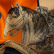 Cuadrado de seda 100% con estampado de caballos para mujer | La Parisienne