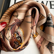 Bufanda cuadrada de mujer 100% seda con estampado de tigre | La Parisienne
