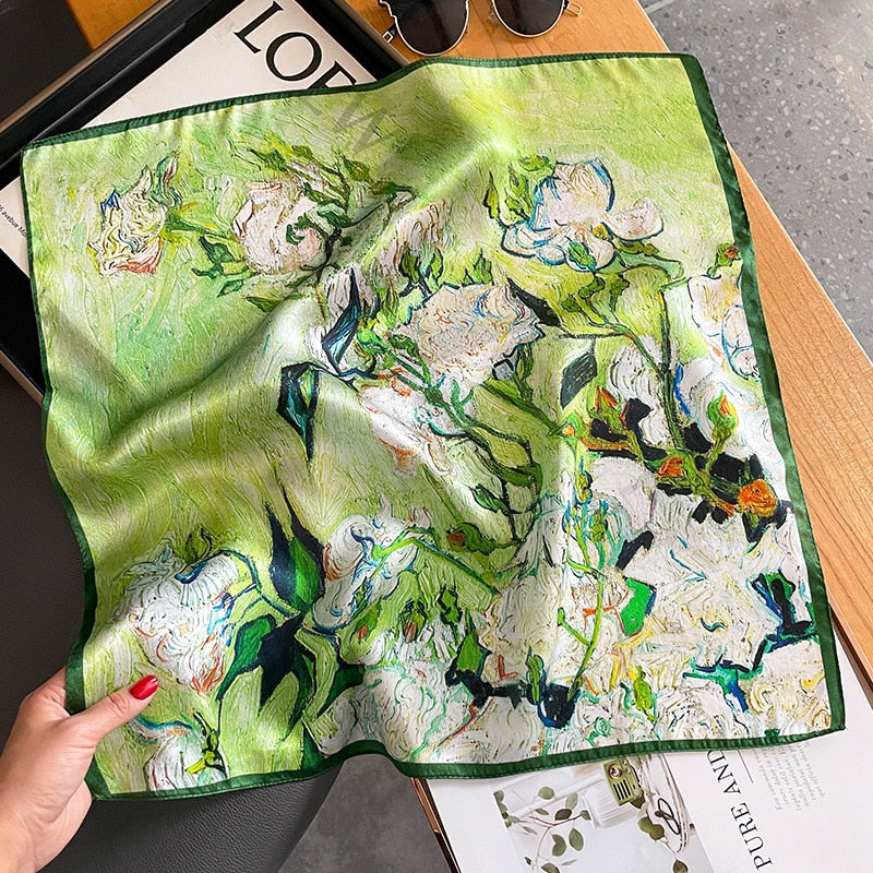 100% Seda Cuadrado Artístico Decoración Floral para Mujer | The Parisian