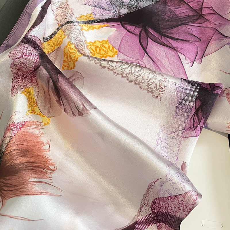 100% Seda Cuadrado Artístico Decoración Floral para Mujer | The Parisian