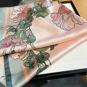 100% Seda Cuadrado Flor Rosa Mujer | The Parisian