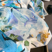 Decoración Flor Cuadrada 100% Seda Azul | La Parisienne