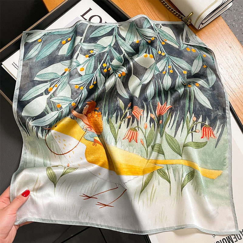 100% Seda Cuadrado Decoración Floral Mujer | The Parisian