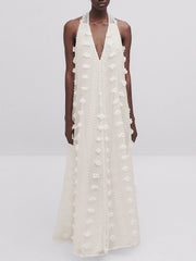 Elegante vestido largo con bordados | La Parisienne