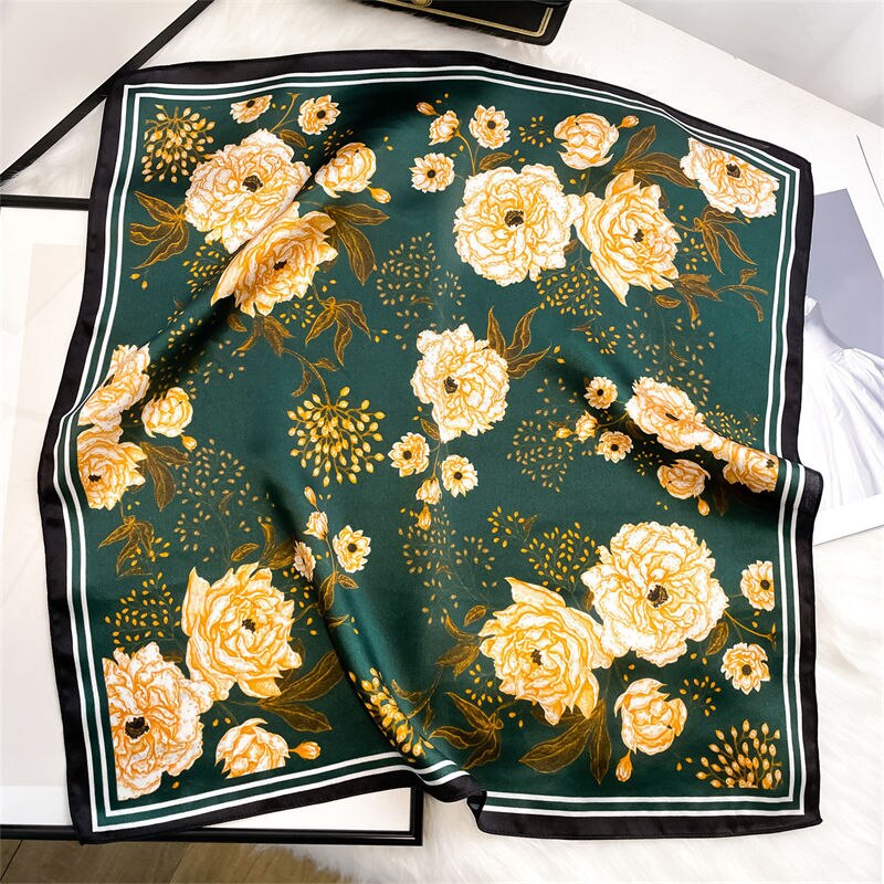 100% Seda Cuadrado Blanco Flor Decoración Mujer | La Parisienne