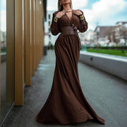 Carismático y Elegante Maxi Vestido con Cinturón | La Parisienne