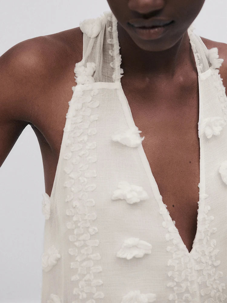 Elegante vestido largo con bordados | La Parisienne