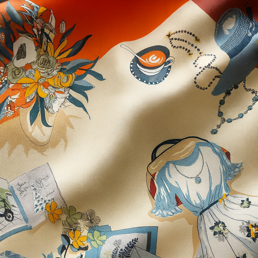 Cuadrado de mujer 100% seda con diseño de flores |. La Parisienne