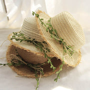 Sombrero de paja con adornos naturales para mujer | The Parisian