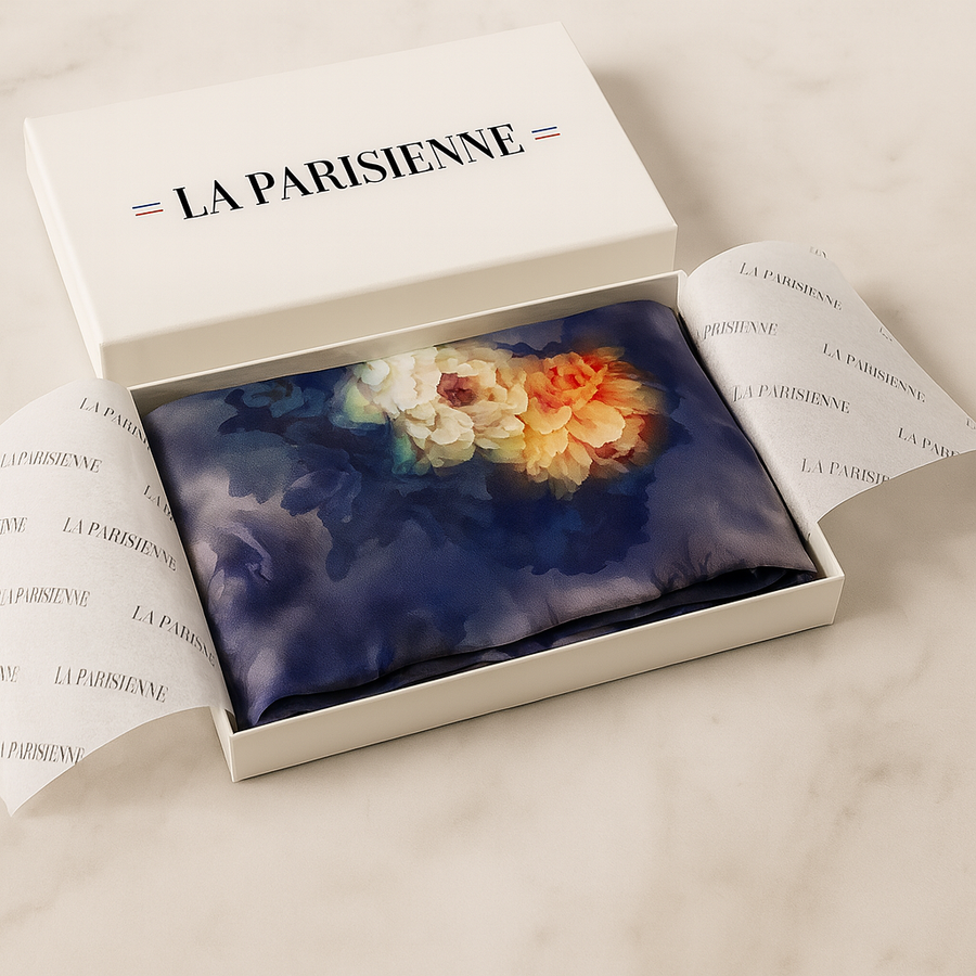 100% Seda Cuadrado Púrpura Flor Decoración Mujer | La Parisienne