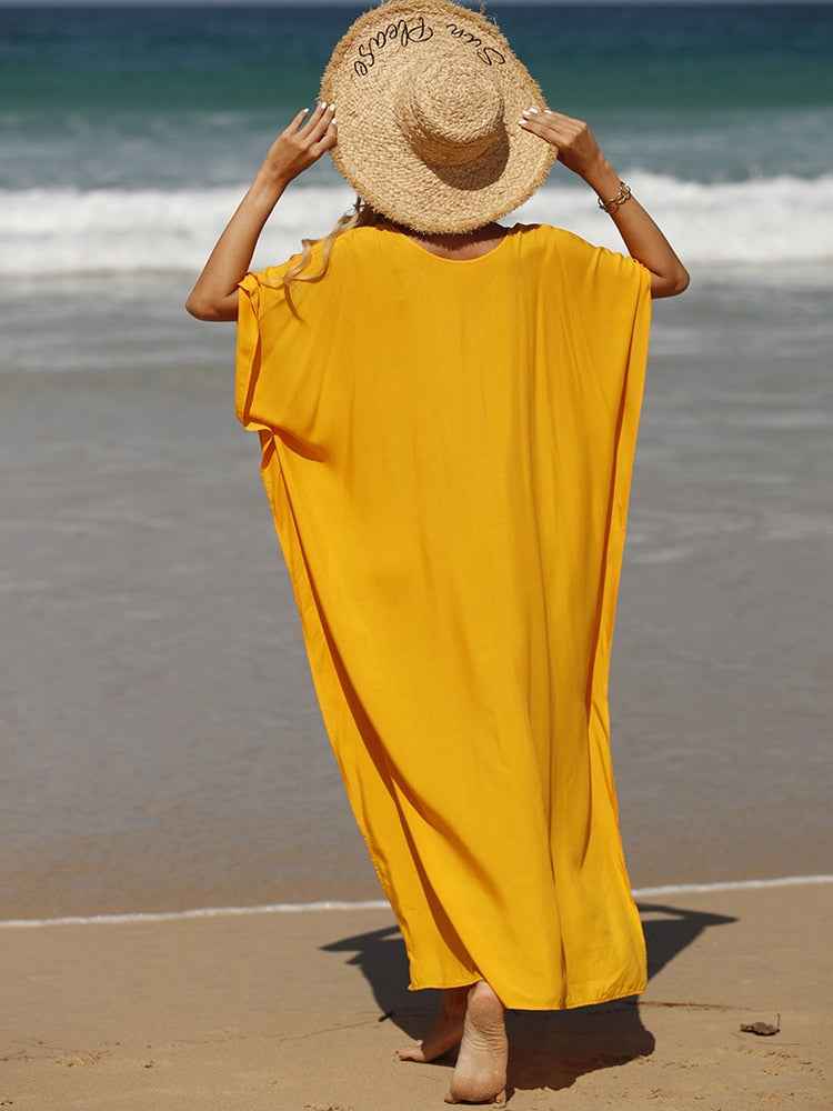 Vestido de playa amarillo chic para mujer | The Parisian 