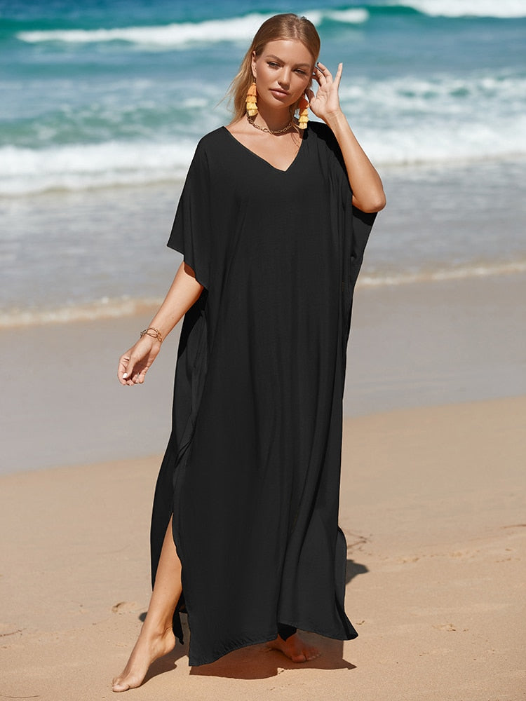 Vestido negro chic de playa para mujer La Parisienne