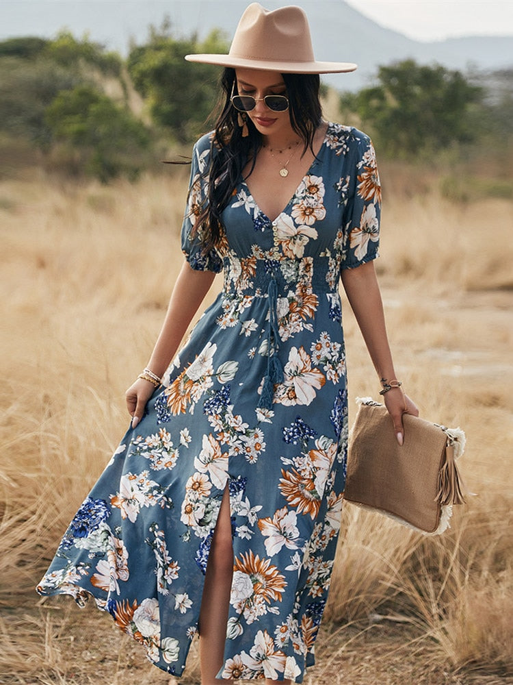 Vestido largo de flores | The Parisian 