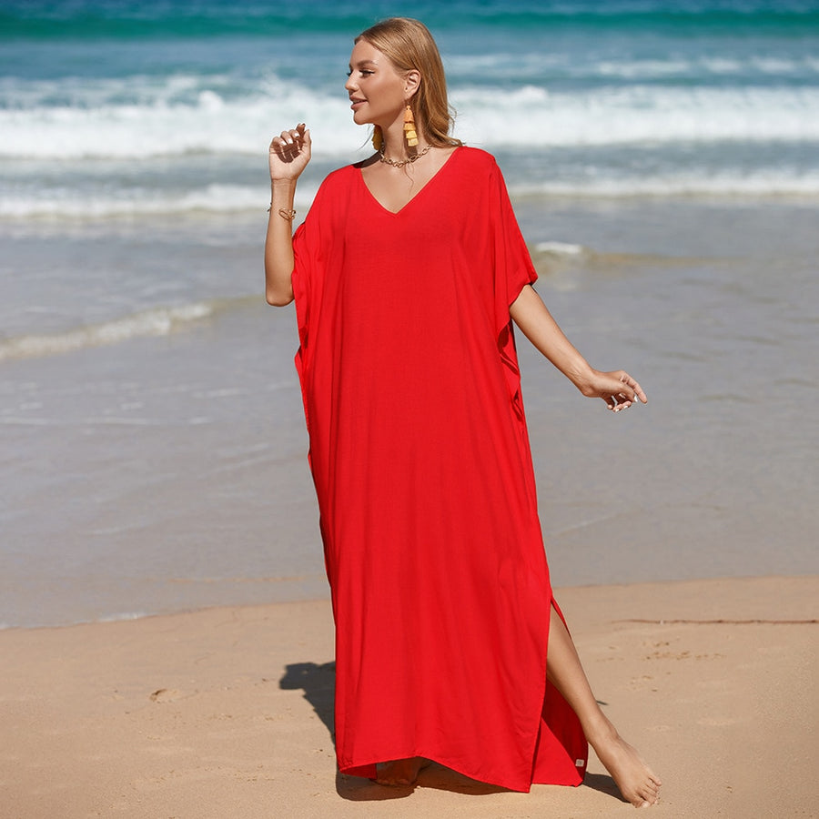 Vestido de playa rojo chic de mujer | The Parisian 